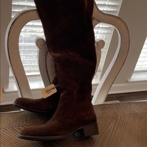 Knee high suede boots 1.5 inch heel